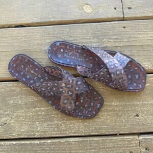 Anthropologie x Matisse Leopard Print Jelly Criss-Cross Slide Sandals